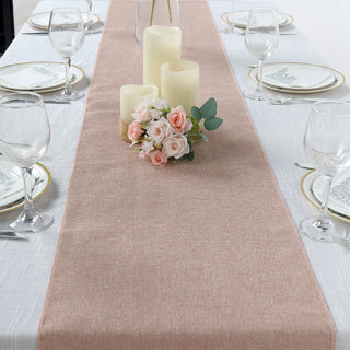 Dusty Rose Boho Chic Rustic Faux Burlap Cloth Table Runner