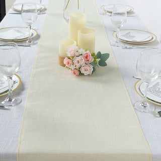 Ivory Boho Chic Rustic Faux Burlap Cloth Table Runner
