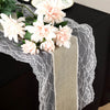 16inch x 108inch Taupe Faux Burlap Jute Lace Table Runner Boho Chic Rustic Decor