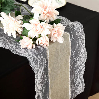 Create a Charming and Rustic Ambiance with the Taupe Faux Burlap Jute Table Runner