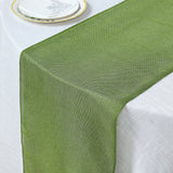 14x108Inch Moss Green Boho Chic Rustic Faux Burlap Cloth Table Runner