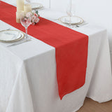 14x108Inch Red Boho Chic Rustic Faux Burlap Cloth Table Runner