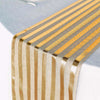 12x108Inch Gold Striped Burlap Table Runner, Wrinkle Resistant Linen Table Runner