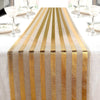 12x108Inch Gold Striped Burlap Table Runner, Wrinkle Resistant Linen Table Runner