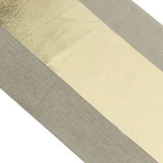 Create an Unforgettable Table Setting with Taupe Gold Foil Center Rustic Faux Burlap Cloth Table Runner
