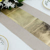 12"x108" Taupe Polyester Burlap Gold Foil Table Runner Faux Jute Linen