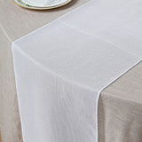 14x108Inch White Boho Chic Rustic Faux Burlap Cloth Table Runner