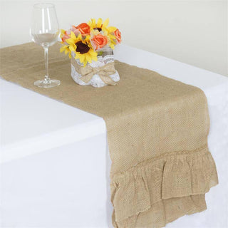 Create a Rustic Ambiance with the Natural Ruffled Burlap Table Runner