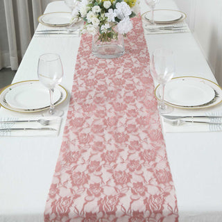 Dusty Rose Floral Lace Table Runner: Add Elegance to Your Table
