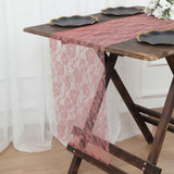 12x108inch Dusty Rose Floral Lace Table Runner