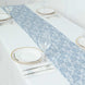 12inch x 108inch Dusty Blue Vintage Rose Flower Lace Table Runner