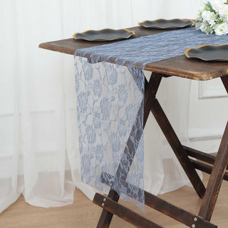 Create a Timeless Look with the Dusty Blue Vintage Rose Flower Lace Table Runner