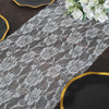 12inch x 108inch White Vintage Rose Flower Lace Table Runner