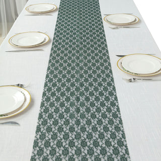 Versatile and Stylish: The Hunter Emerald Green Floral Lace Table Runner