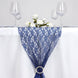 12" x 108" Navy Blue Floral Lace Table Runner