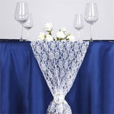 12" X 108" White Floral Lace Table Runner