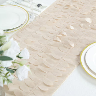 Enhance Your Event Decor with a Beige Taffeta Fabric Table Runner