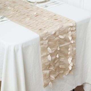 3D Leaf Petal Taffeta Fabric Table Runner