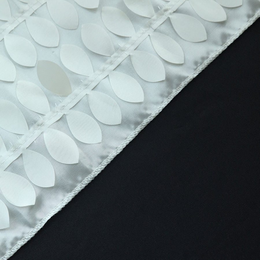 12x108inch Ivory 3D Leaf Petal Taffeta Fabric Table Runner