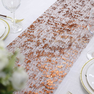 Add Sparkle and Glamour to Your Tablescape with the Sparkly Metallic Bronze Table Runner
