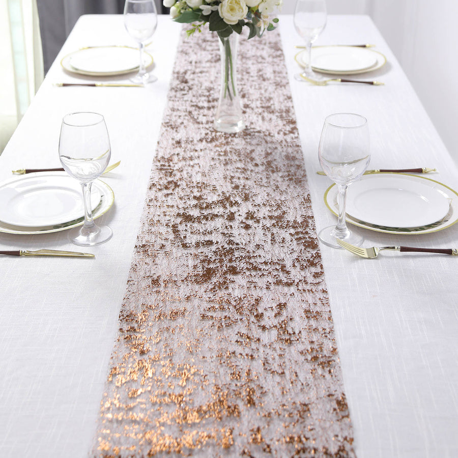 108inch Sparkly Metallic Bronze Foil Thin Mesh Polyester Table Runner - 25GSM