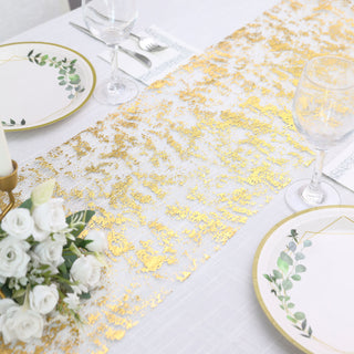 Enhance Your Tablescape with the Sparkly Gold Thin Polyester Table Runner