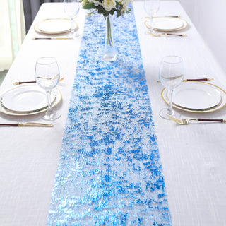 Add a Touch of Elegance with the Metallic Royal Blue Foil Table Runner