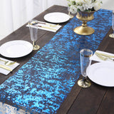 108inch Sparkly Metallic Royal Blue Foil Thin Mesh Polyester Table Runner - 25GSM