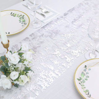 Create a Dazzling Tablescape with the Sparkly Silver Thin Polyester Table Runner