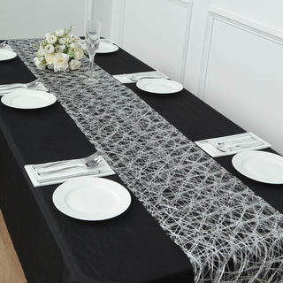 Enhance Your Table Setting with the Metallic Silver Non-Woven Fiberweb Polyester Table Runner