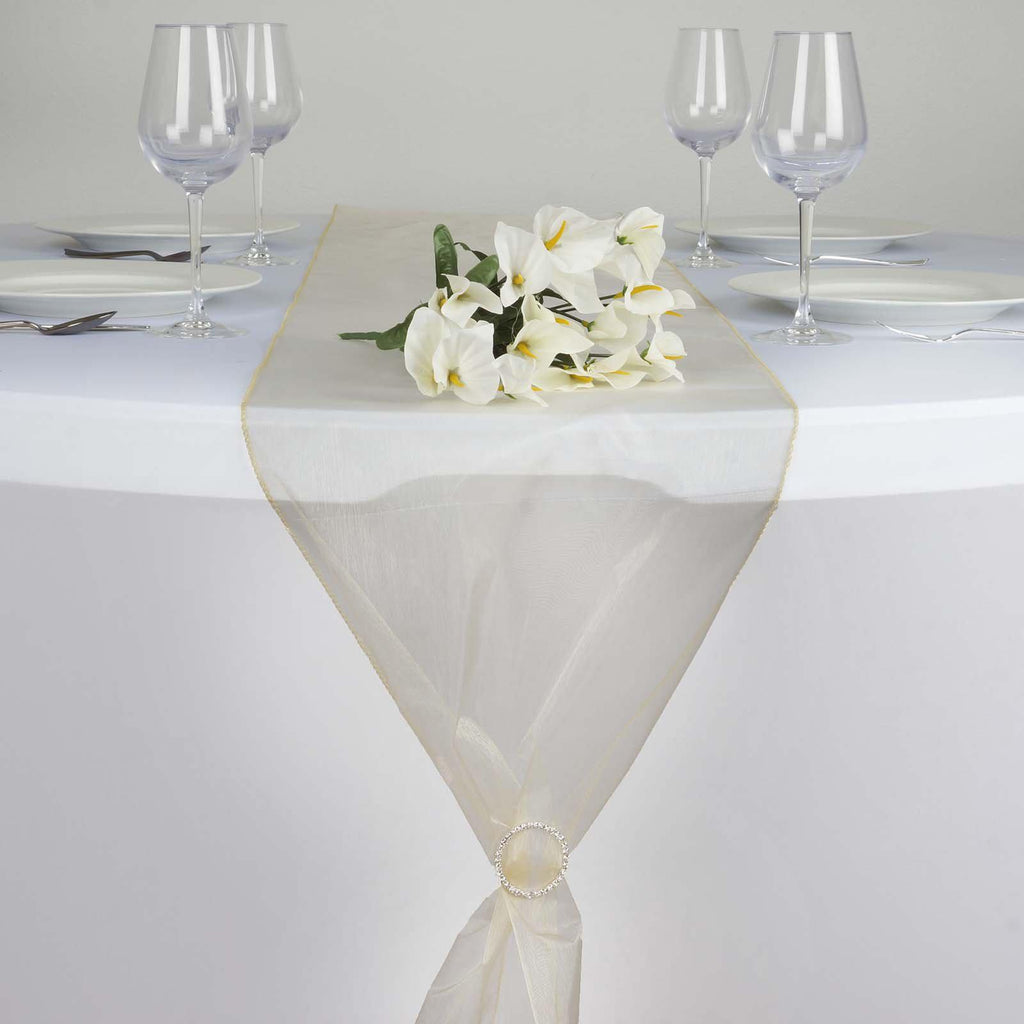 10 Pack Champagne Sheer Organza Table Runners 14"x108"