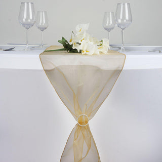 Add Elegance to Your Event with the Gold Sheer Organza Table Runners