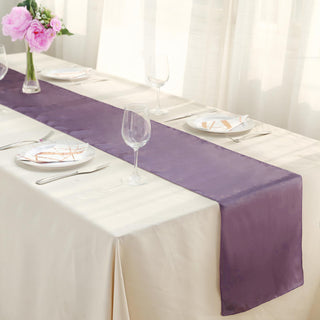 Enhance Your Table Setting with the Violet Amethyst Satin Table Runner