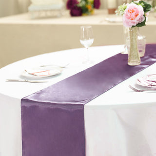 Add a Touch of Elegance with the Violet Amethyst Satin Table Runner