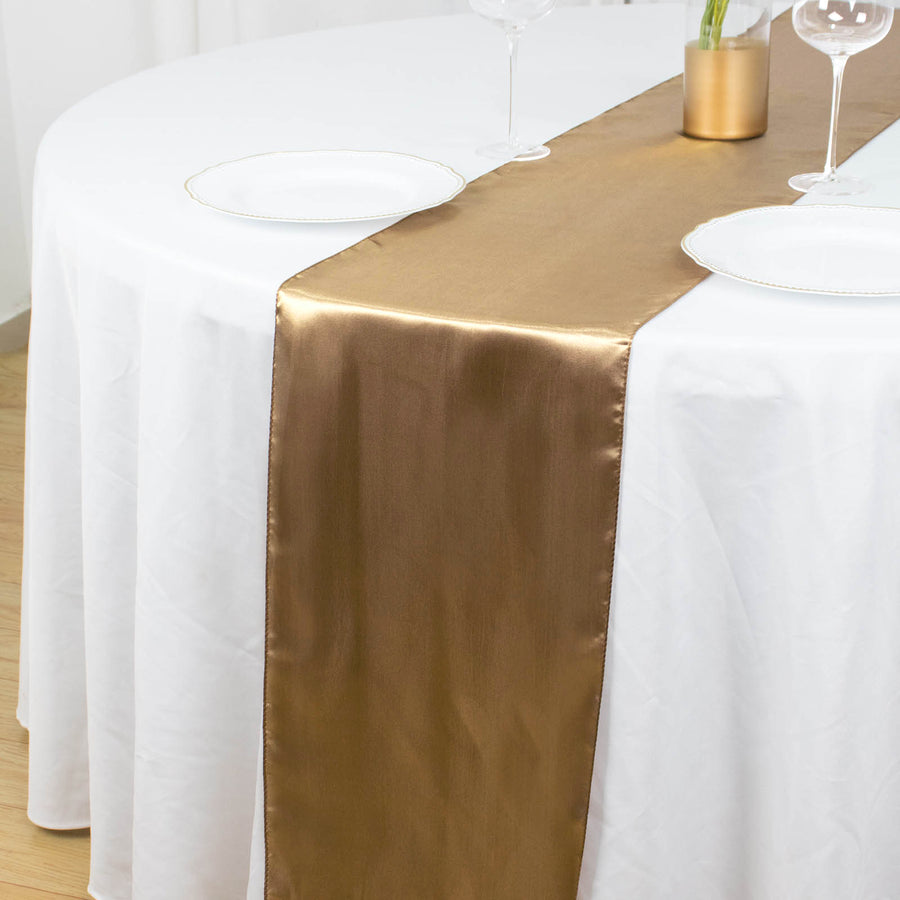12inch x 108inch Taupe Seamless Satin Table Runner