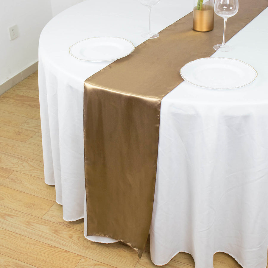 12"x108" Taupe Seamless Satin Table Runner