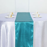 12x108inch Teal Satin Table Runner#whtbkgd