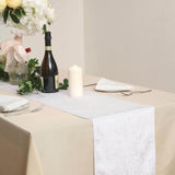 12" x 108" | White | Premium Velvet Table Runner