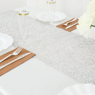 Create a Glamorous Table Setting with the Metallic Silver Plastic Tabletop Runner