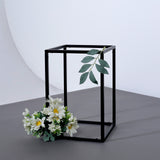12inch Rectangular Matte Black Metal Wedding Flower Stand, Geometric Column Frame Centerpiece