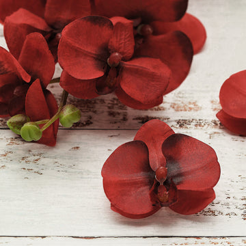 20 Flower Heads | 4" Red Artificial Silk Orchids DIY Crafts