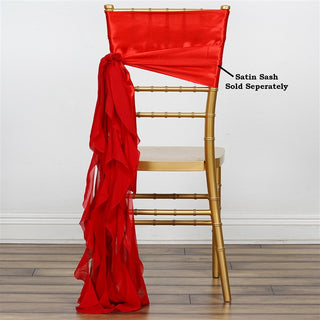 Elevate Your Event Decor with the Red Chiffon Curly Chair Sash