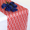 12" x 108" Red Floral Lace Table Runner