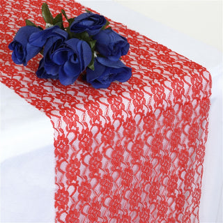 Create a Romantic Ambiance with the Red Floral Lace Table Runner