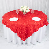 72inch x 72inch Red 3D Leaf Petal Taffeta Fabric Table Overlay