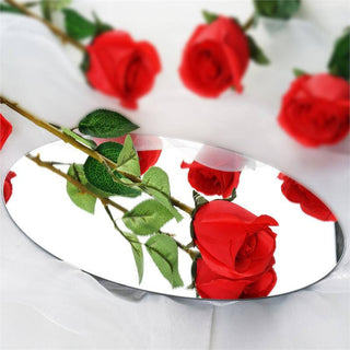 Vibrant Red Long Stem Artificial Silk Roses for Stunning Event Decor