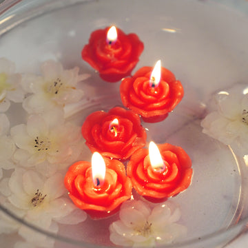 12 Pack 1" Red Mini Rose Flower Floating Candles Wedding Vase Fillers
