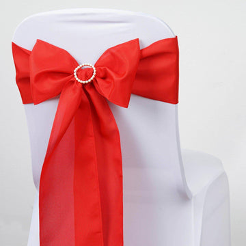 5 Pack | 6"x108" Red Polyester Chair Sashes