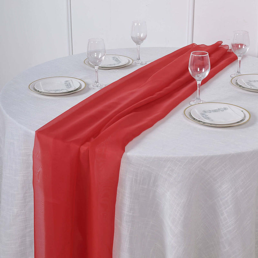 6 FT | Red Premium Chiffon Table Runner