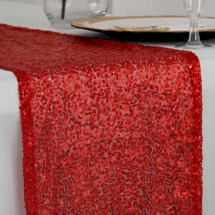 12"x108" Red Premium Sequin Table Runners#whtbkgd